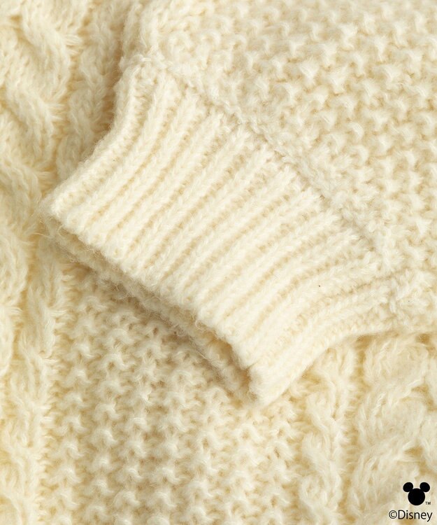 earth music&ecology 【予約】Disney/ポイントミッキーケーブルニット アイボリー