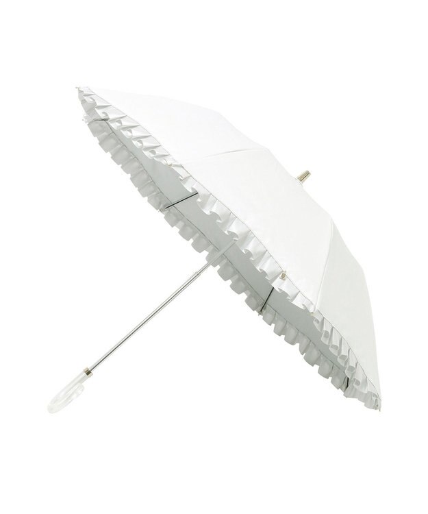 MOONBAT 【一級遮光/晴雨兼用】LANVIN en Bleu (ランバン オン ブルー)  折りたたみ日傘 シャイニーフリル 遮光 遮熱 UV オフホワイト