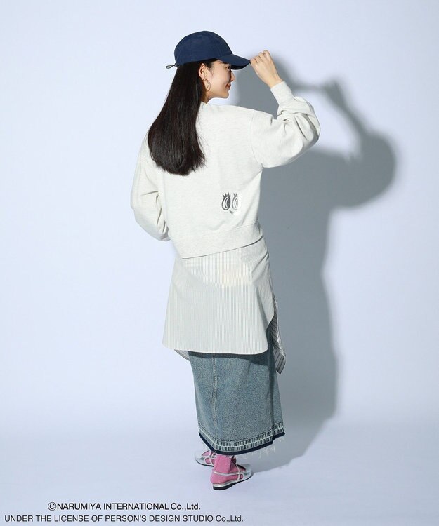 Green Parks ＡＮＧＥＬ　ＢＬＵＥ箔プリントＺＩＰカーディガン Oatmeal