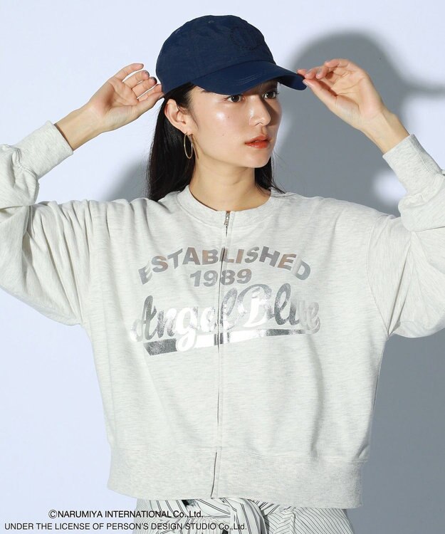 Green Parks ＡＮＧＥＬ　ＢＬＵＥ箔プリントＺＩＰカーディガン Oatmeal