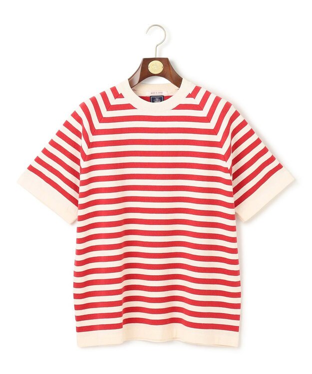 J.PRESS MEN 【J.PRESS ORIGINALS】Lightwave Border Raglan Knit T-shirt レッド系7