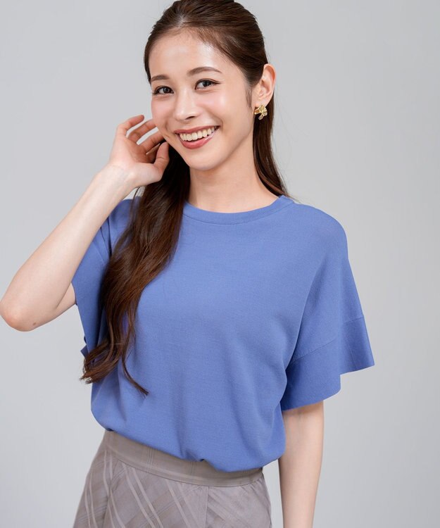 ANY SIS 【アイスタッチ】フレンチスリーブ ニット ブルー