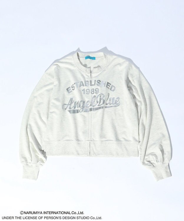 Green Parks ＡＮＧＥＬ　ＢＬＵＥ箔プリントＺＩＰカーディガン Oatmeal