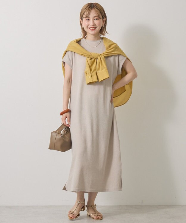 AMERICAN HOLIC ワッフルサイドスリット半袖ワンピース Beige