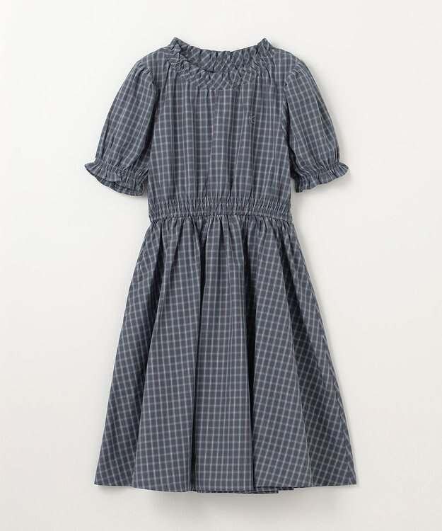 組曲 KIDS 【150-160㎝】チェック ワンピース ブルーグレー系3