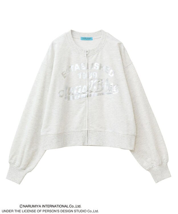 Green Parks ＡＮＧＥＬ　ＢＬＵＥ箔プリントＺＩＰカーディガン Oatmeal