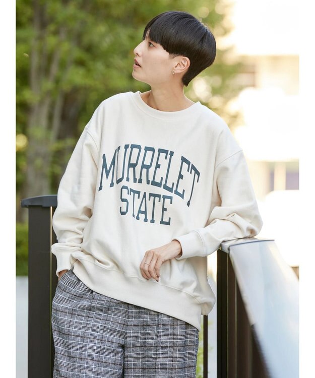 AMERICAN HOLIC ネップ裏毛ロゴスウェット Oatmeal