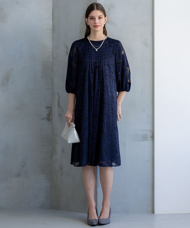 23区 L 【APPLAUDIR】フラワーサテンオパール ドレス ネイビー系