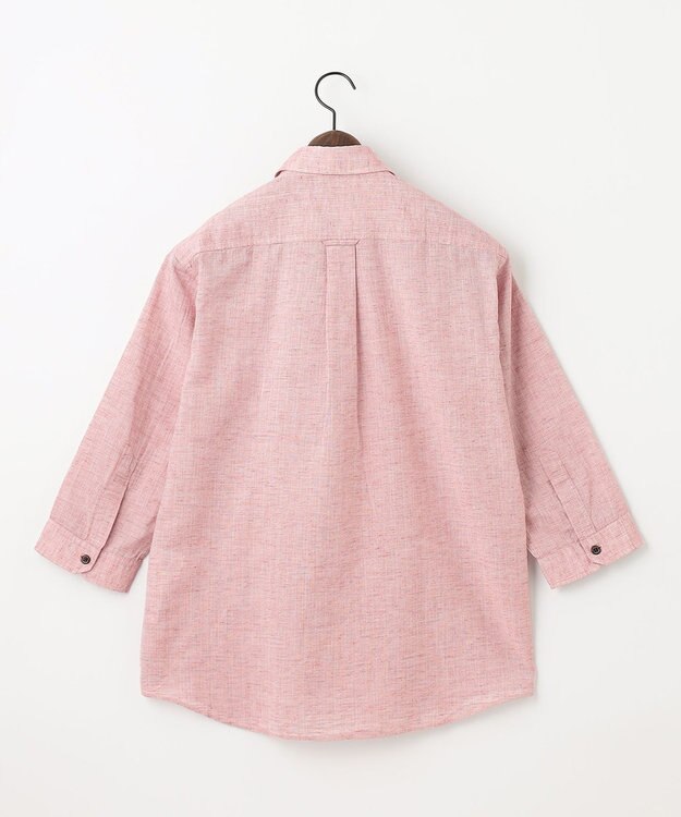 JOSEPH ABBOUD 【サステイナブル・７分袖】リヨセルリネンシャンブレー シャツ ライトオレンジ系