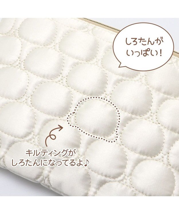 Mother garden しろたん キルティング フラットポーチ 白~オフホワイト
