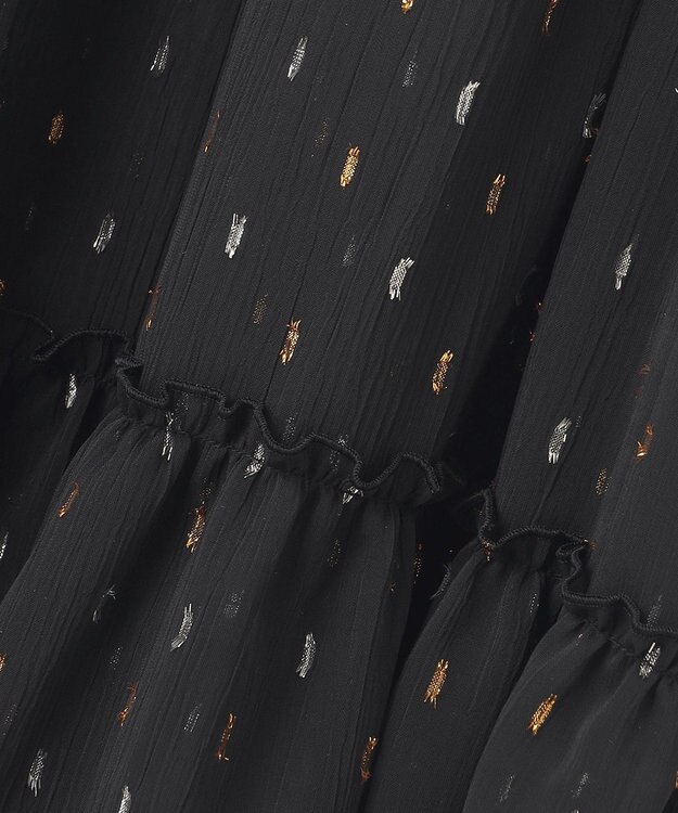 UNFILO ラメリンクルシフォン ワンピース ブラック