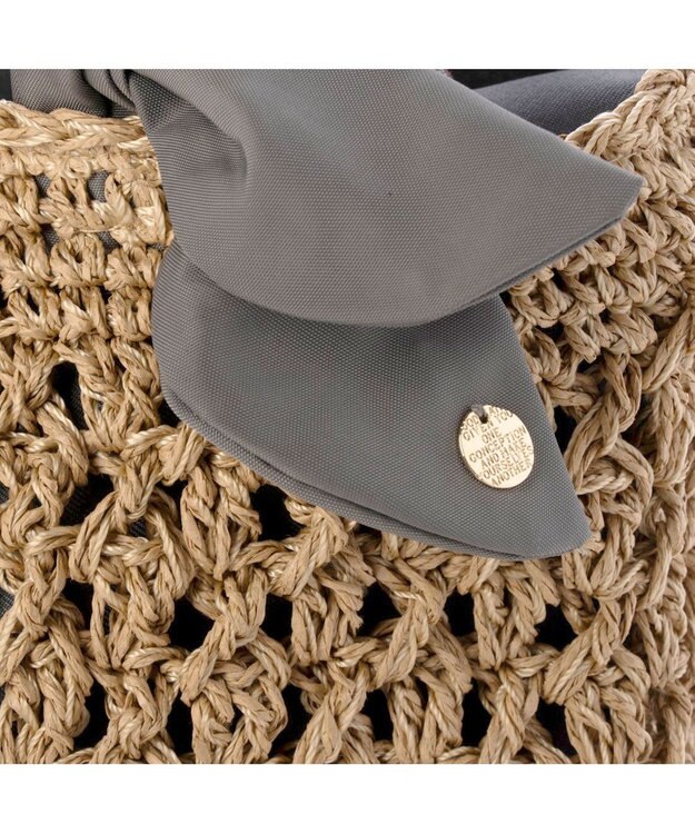 UNBILLION カシュカシュ cachecache / 下がりリボン柄編みトート GY