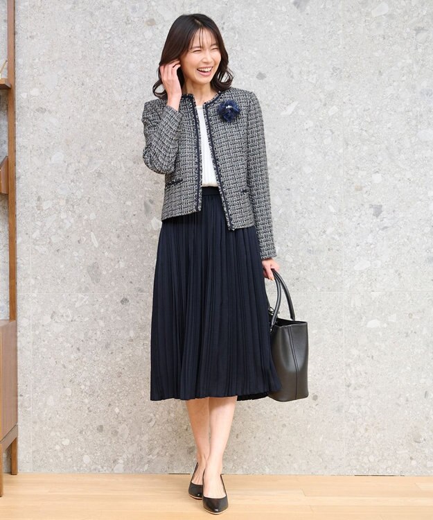 ANY 【洗える・ウエストゴム】セレモニープリーツスカート ネイビー系