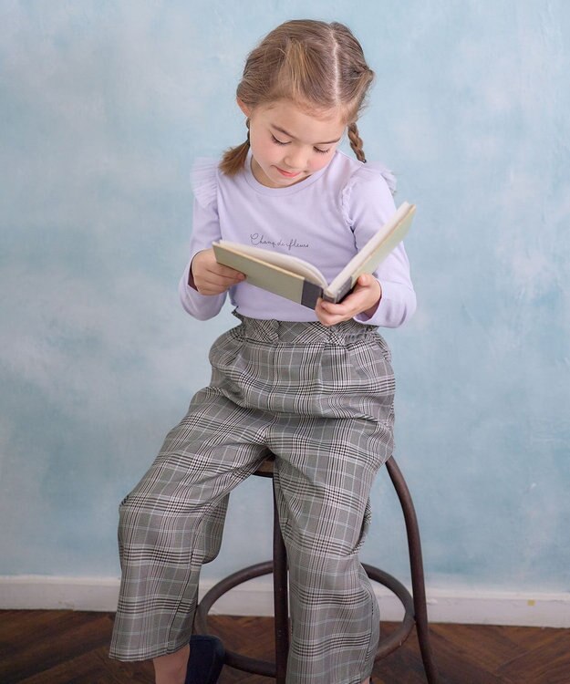 ANY KIDS フリル チェック サロペット ブラック系チェック