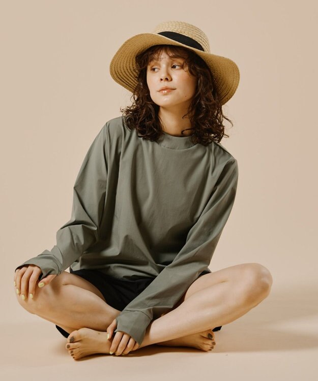 San-ai Resort（三愛水着楽園） 【WEB限定】ラッシュガード付き4点セット水着 9号11号13号【BeachQueen(ビーチクイーン）】 カーキ