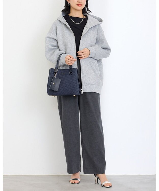 MioFIRANO カジュアルシックバスケットウィーブハンドバッグ 2WAY パスケース付き　FIRANO フィラノ NAVY