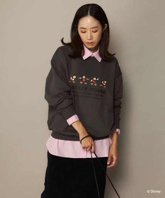 OP／FILA 【ocean pacific】ミッキー/裏毛クルースウェット【Disney/ディズニー】 チャコールグレー