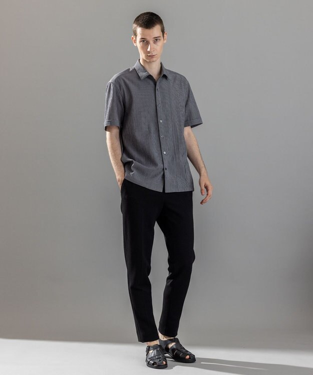 JOSEPH HOMME 新型【オリジナル素材/シワになりにくい/ウエストゴム仕様】ライトタックジャージー ドロスト付テーパードパンツ / PEGG CONVERTIBLE ブラック系