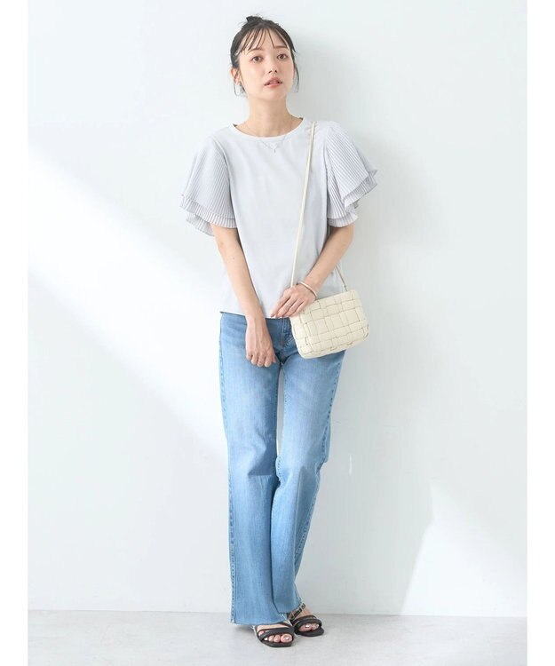 earth music&ecology プリーツフレアプルオーバー Ice Gray