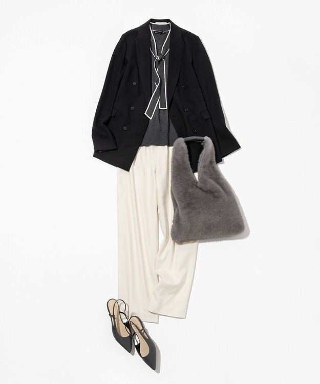 23区 L 【洗える】ナチュラルストレッチサキソニー ベイカー ドロスト パンツ アイボリー系