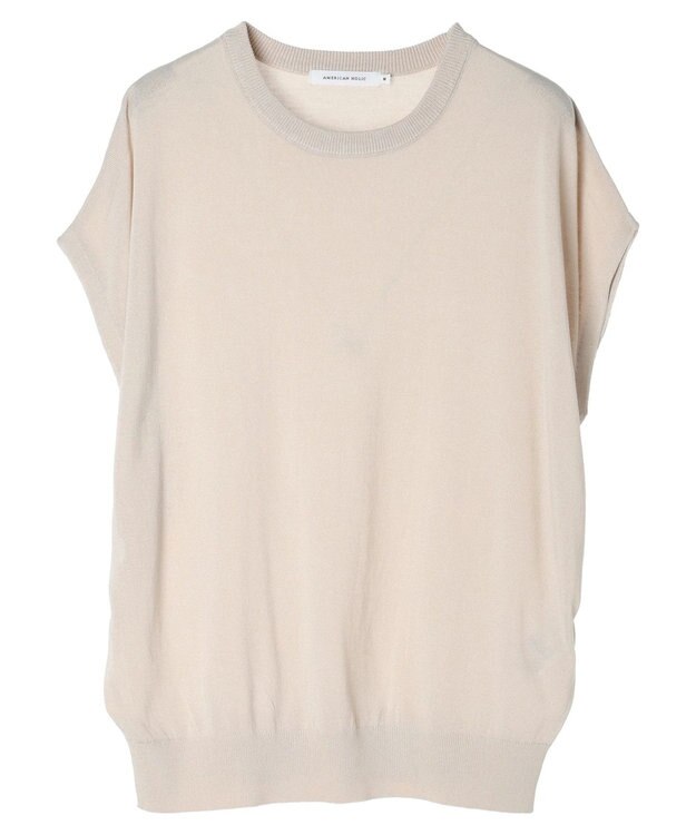 AMERICAN HOLIC 接触冷感フレンチスリーブニットプルオーバー Gray Beige
