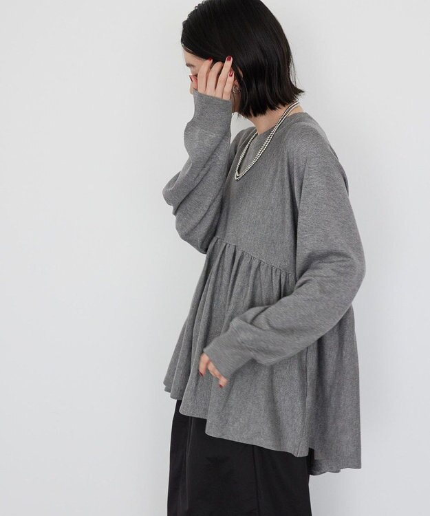 AMERICAN HOLIC ティアードギャザーニットプルオーバー Gray Mixture