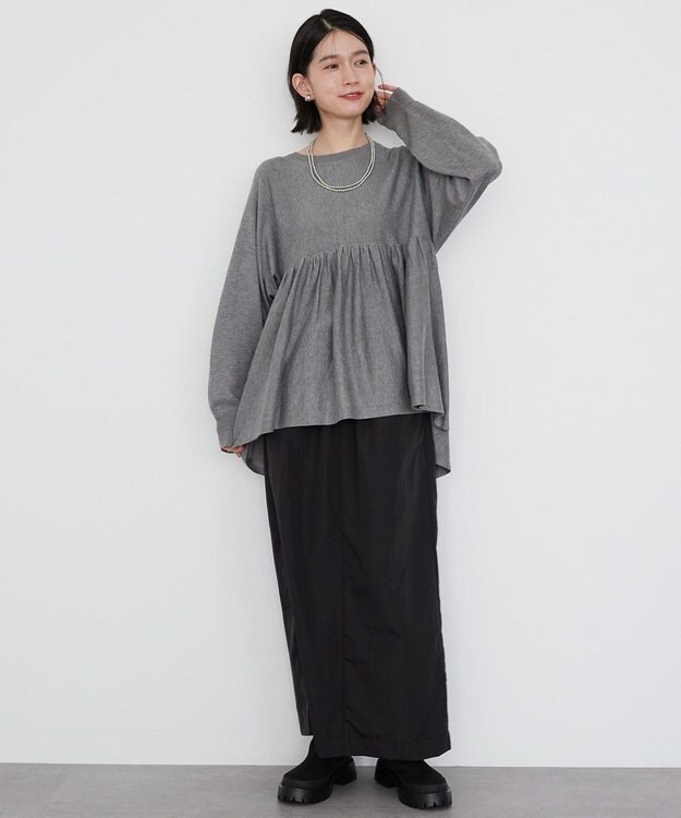 AMERICAN HOLIC ティアードギャザーニットプルオーバー Gray Mixture