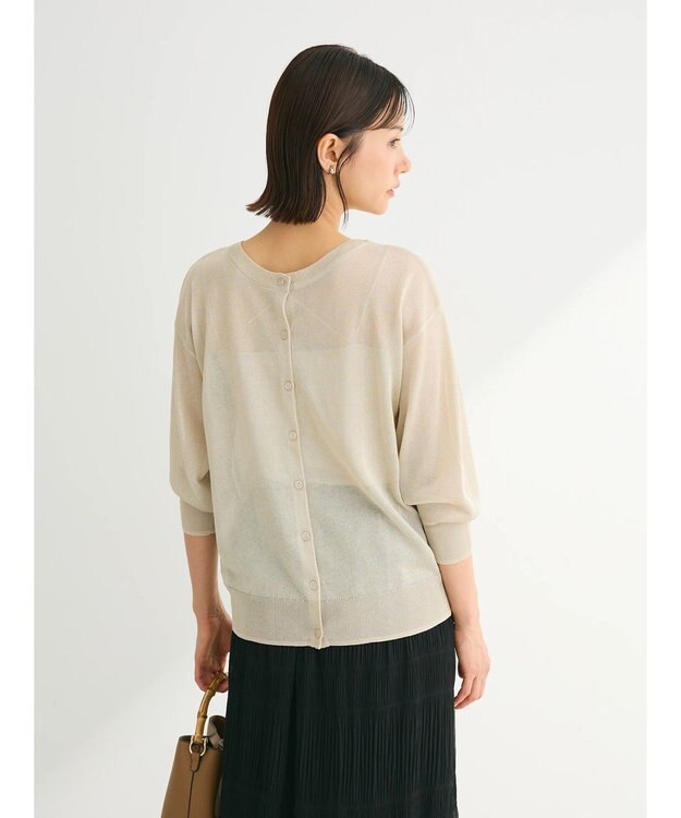 Green Parks ２ｗａｙ　７分袖ブライトシアーニットプルオーバー Beige