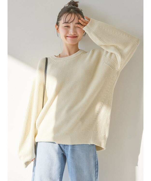 AMERICAN HOLIC 片畦クルーネックニットプルオーバー Ivory