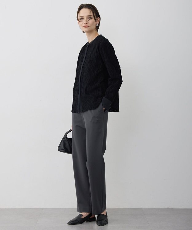 ICB L カットジャガードジャージー デザイントップス ブラック