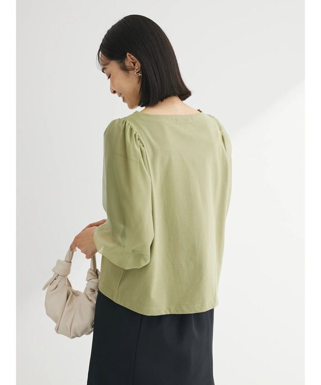 Green Parks オーガンジードッキングプルオーバー Light Green