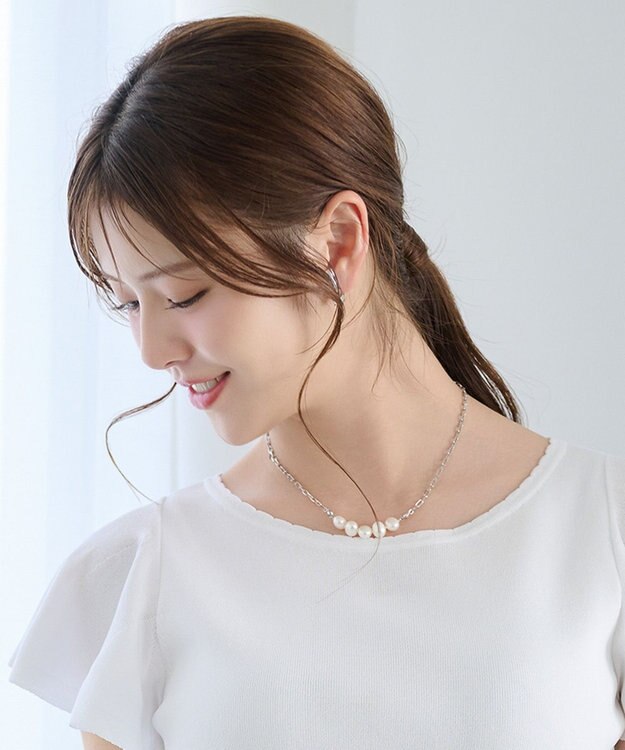 TOCCA LINE PEARL NECKLACE 淡水パールネックレス シルバー系