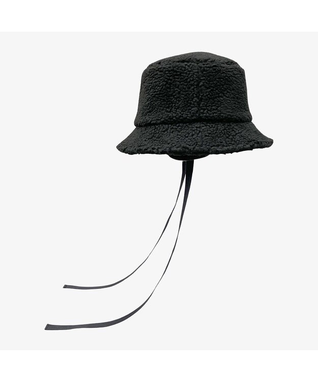 林八百吉商店 un chapeau 耳付きボアバケット ブラック