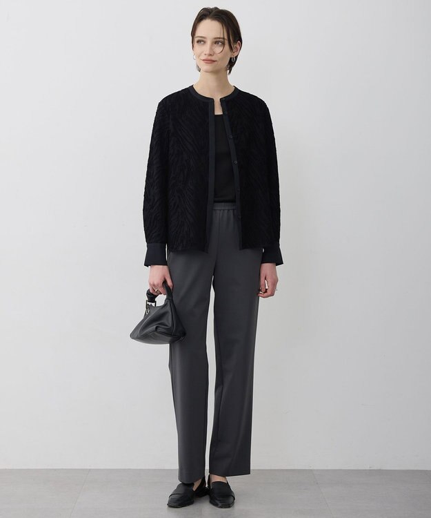 ICB L カットジャガードジャージー デザイントップス ブラック