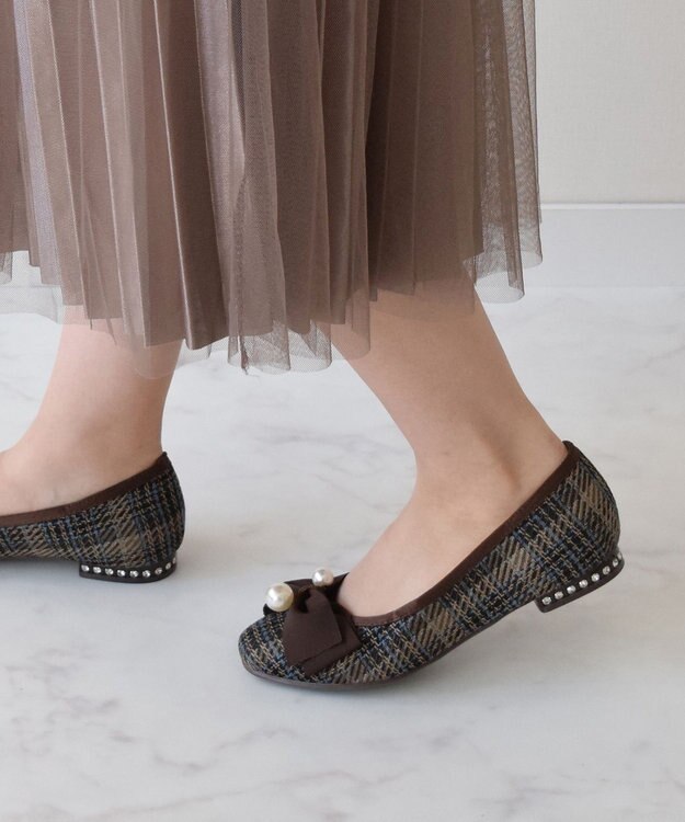 Bridget Birkin 【Bridget Birkin】ビッグパールリボンフラットシューズ ブラウン雑材