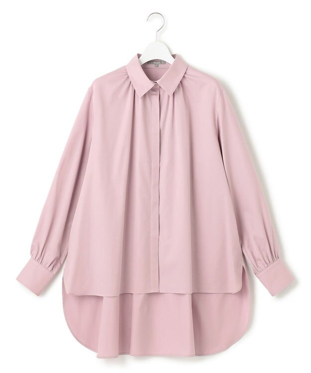 23区 【23区 lab.】ハイカウントコットン ギャザー シャツ モーブピンク系