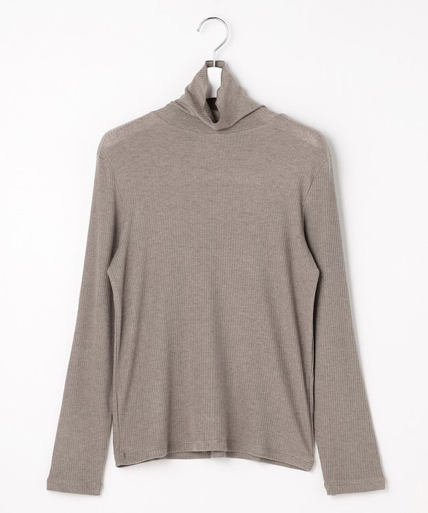 J.PRESS LADIES S カシミヤシルク シアーリブ タートル カットソー モカ系