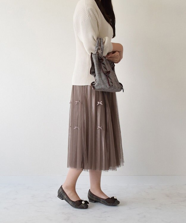 Bridget Birkin 【Bridget Birkin】ビッグパールリボンフラットシューズ ブラウン雑材