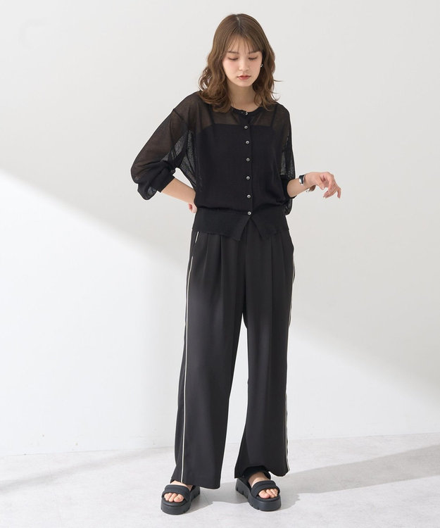 earth music&ecology 【予約】接触冷感シアークルーニットカーディガン ブラック