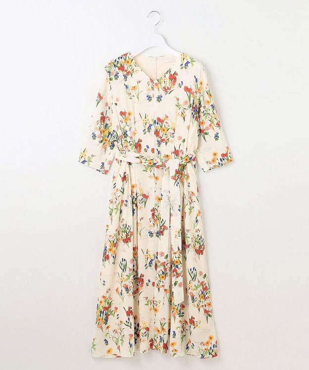 自由区 【洗える】フラワーガーデンプリント ワンピース マルチ