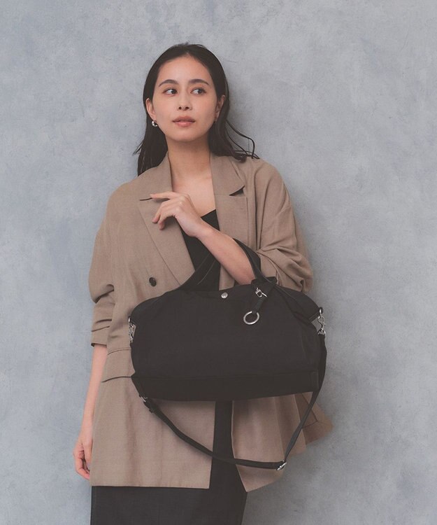 TOPKAPI 【Breath TOPKAPI】MORPH モーフ リンクルナイロン 2way ワイド トートバッグ チャーム付き　軽量 / 撥水 ブラック