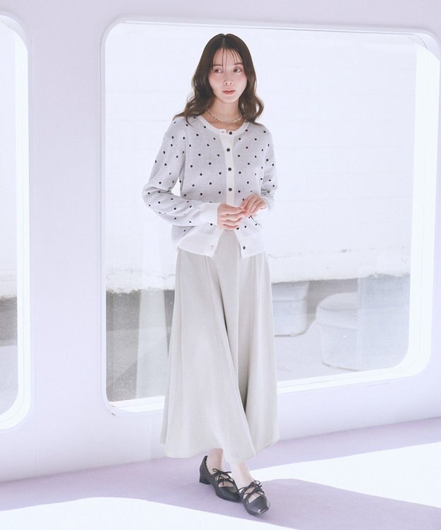 earth music&ecology ドットジャガードカーディガン Ivory