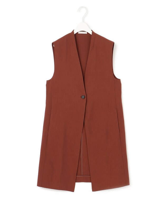 ICB 【洗える】T/Rドライリネン ジレ マルーン系