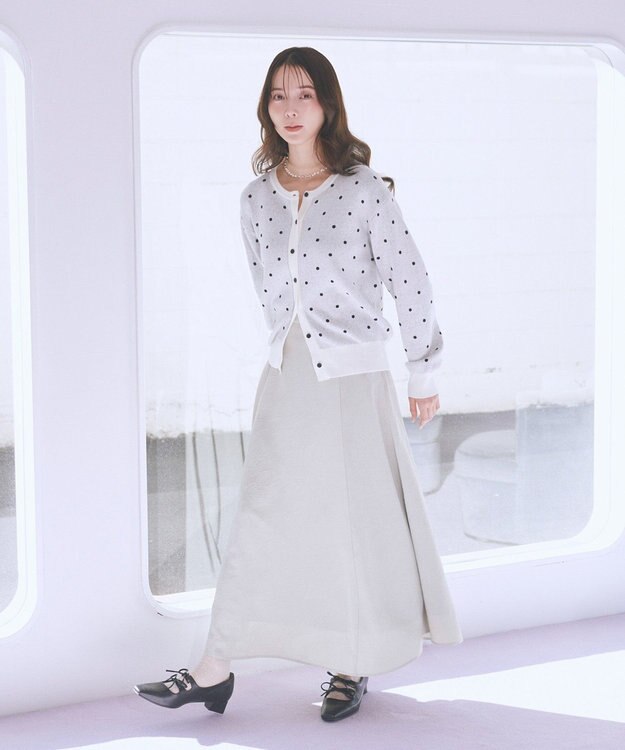 earth music&ecology ドットジャガードカーディガン Ivory