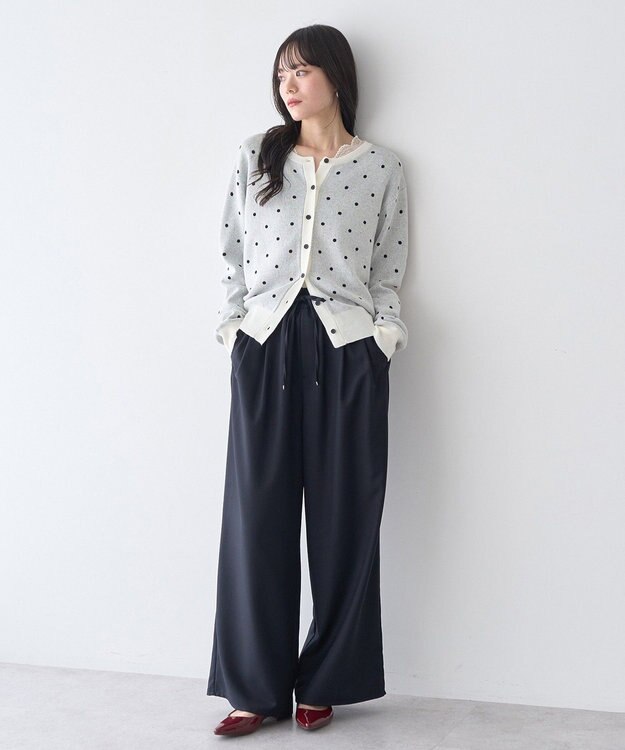 earth music&ecology ドットジャガードカーディガン Ivory