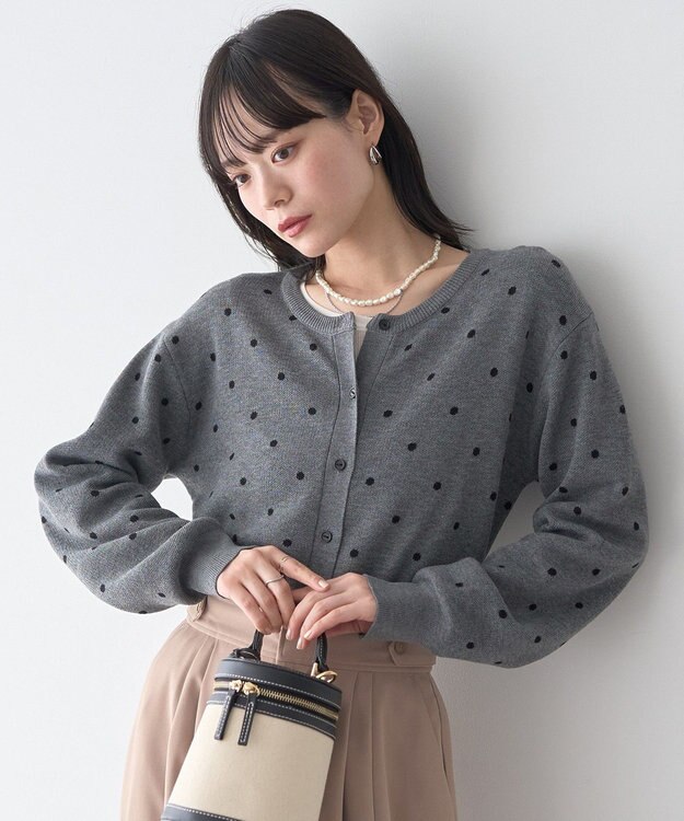 earth music&ecology ドットジャガードカーディガン Gray