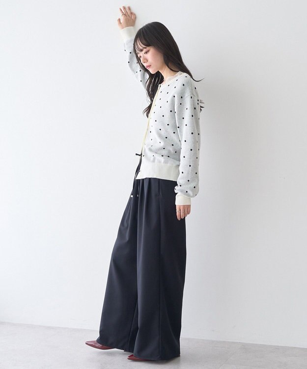 earth music&ecology ドットジャガードカーディガン Ivory