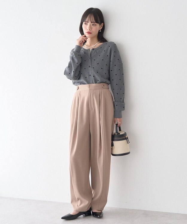 earth music&ecology ドットジャガードカーディガン Gray