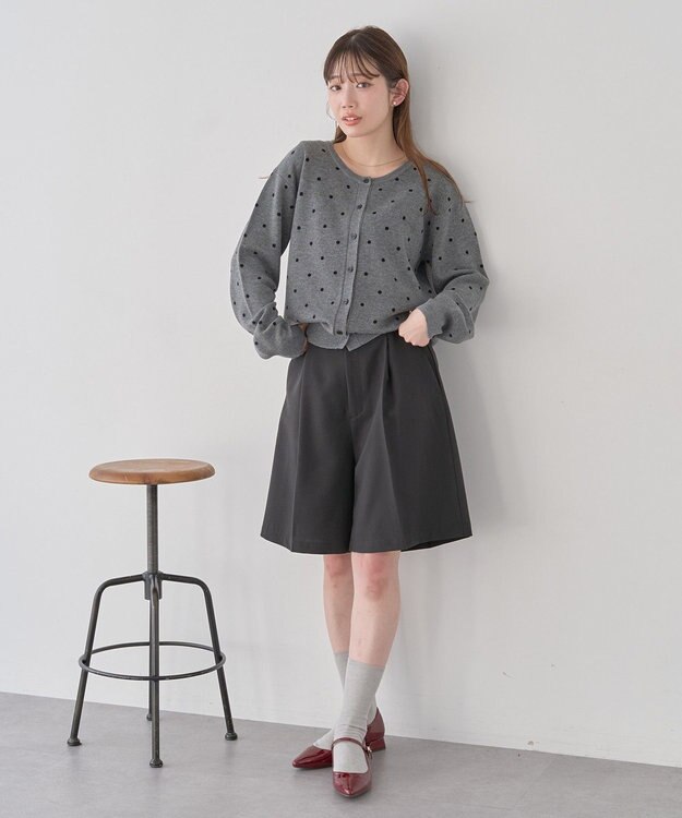 earth music&ecology ドットジャガードカーディガン Gray