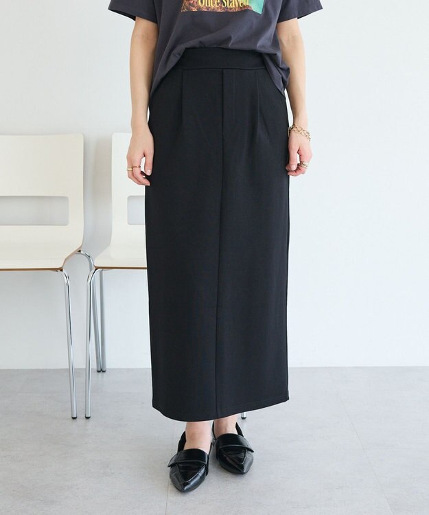 CRAFT STANDARD BOUTIQUE フクレジャカードIラインスカート Black